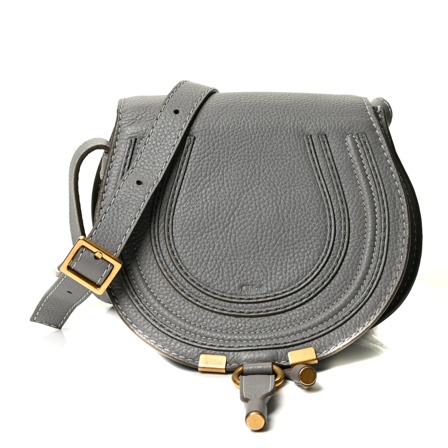 Calfskin Mini Marcie Round Crossbody Bag Cashmere Grey