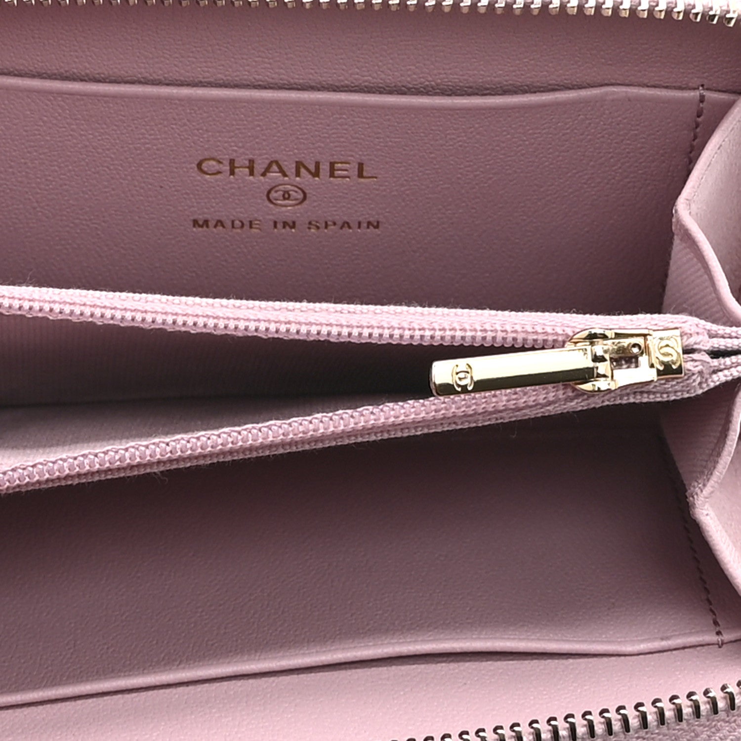 Chanel Lambskin Quilted Pearl Crystal CC Zip Around Coin Purse Wallet Pink 5 of 9