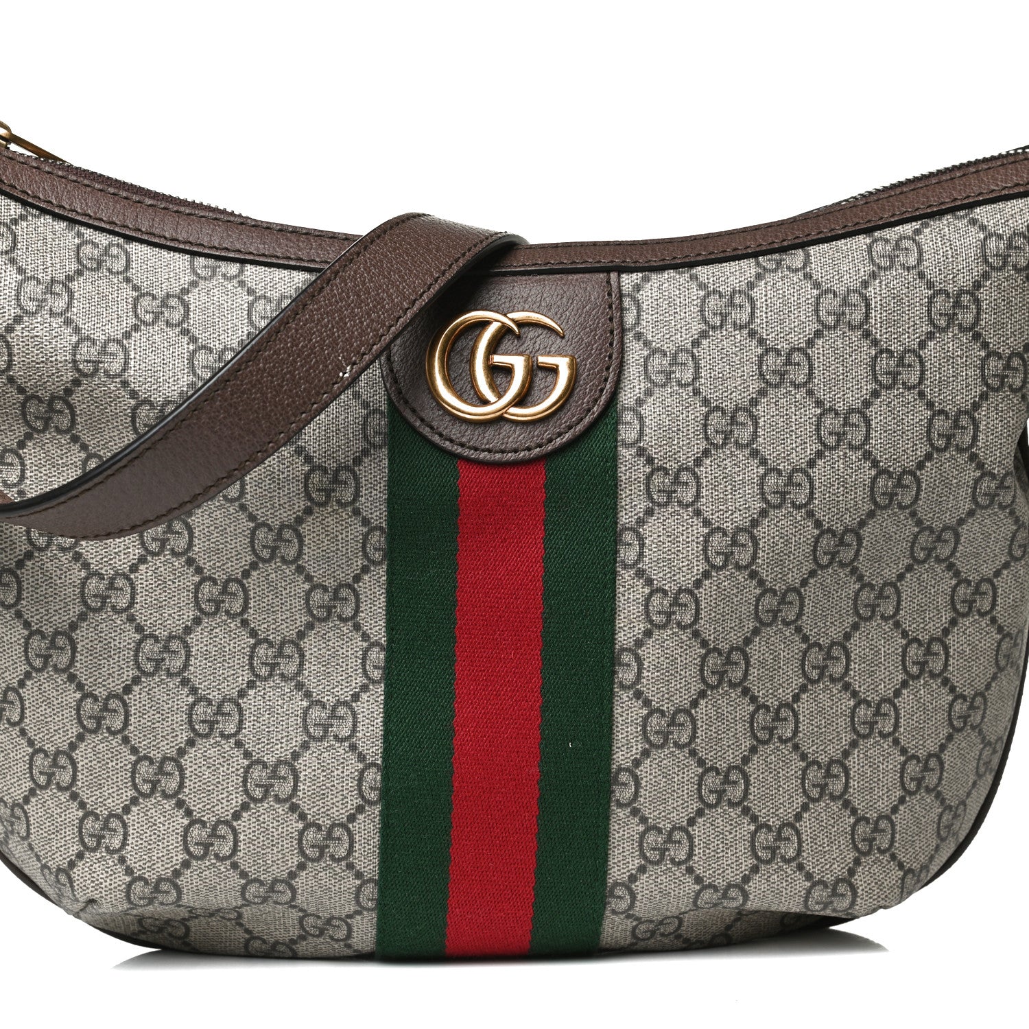 Gucci GG Supreme Monogram Web Small Ophidia Half Moon Hobo Brown 9 of 13