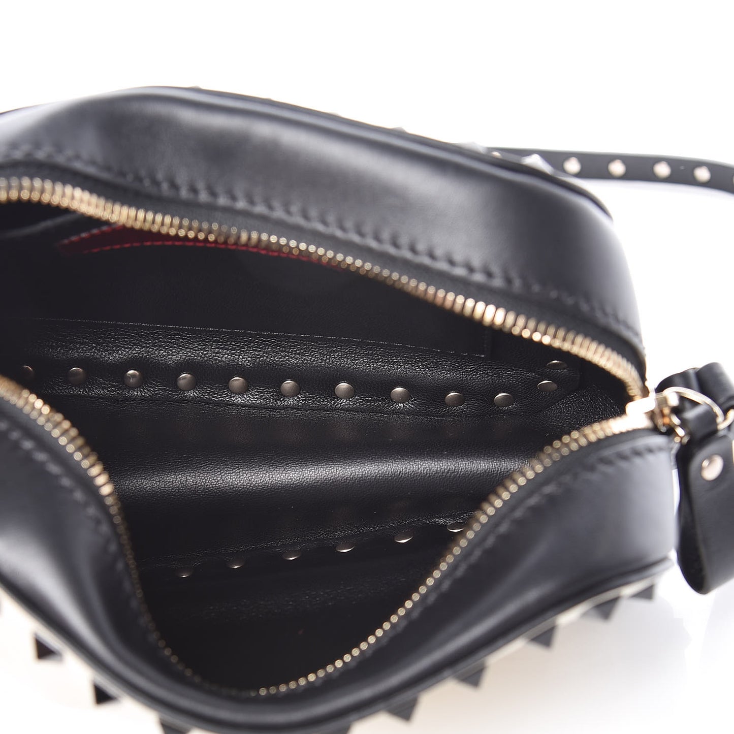 Calfskin Rockstud Camera Crossbody Bag Ivory Black