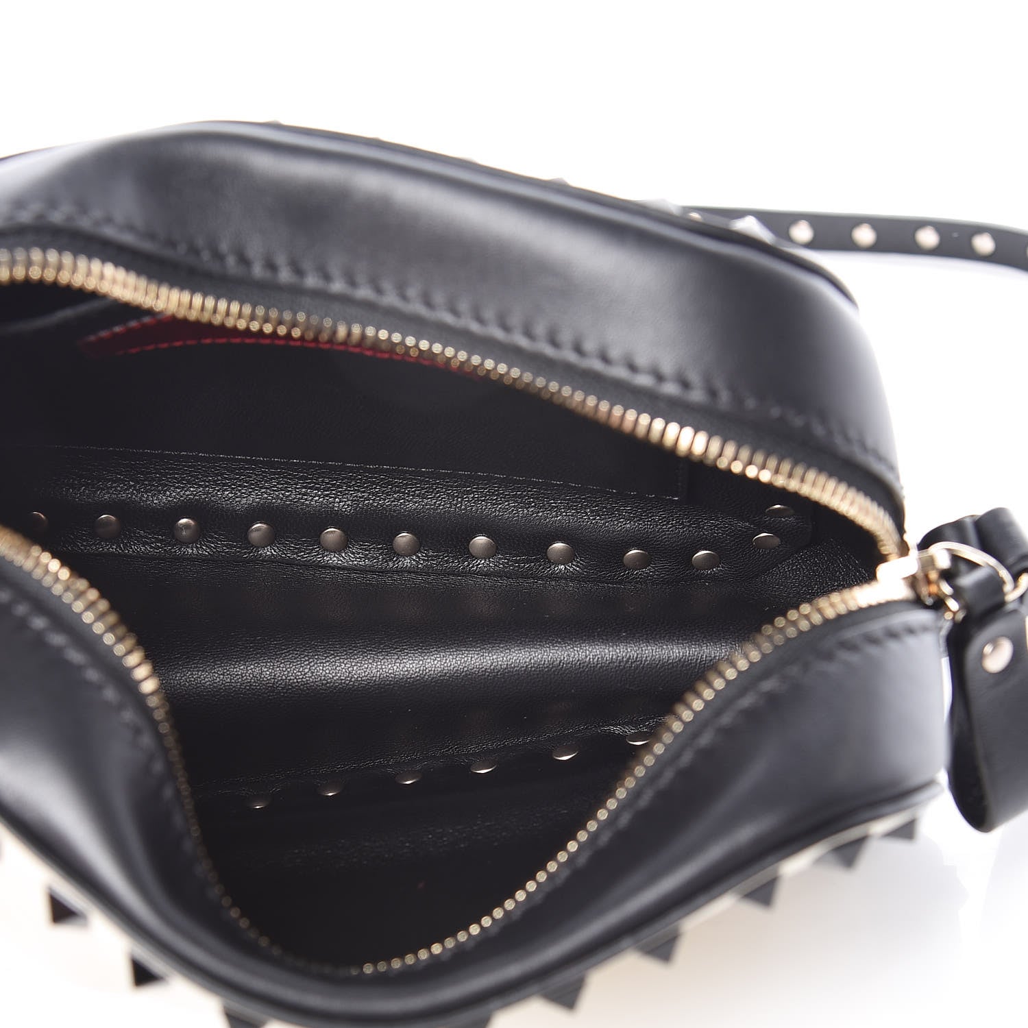 Valentino Garavani Calfskin Rockstud Camera Crossbody Bag Ivory Black 5 of 11