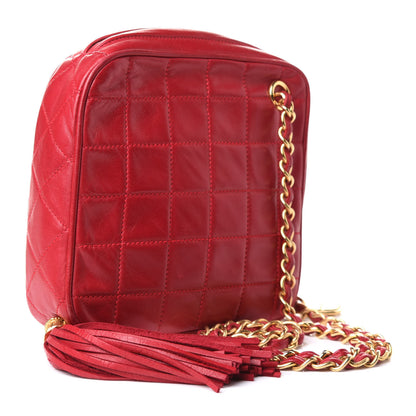 Chanel Lambskin Quilted Tassel Clutch Red 5 of 13