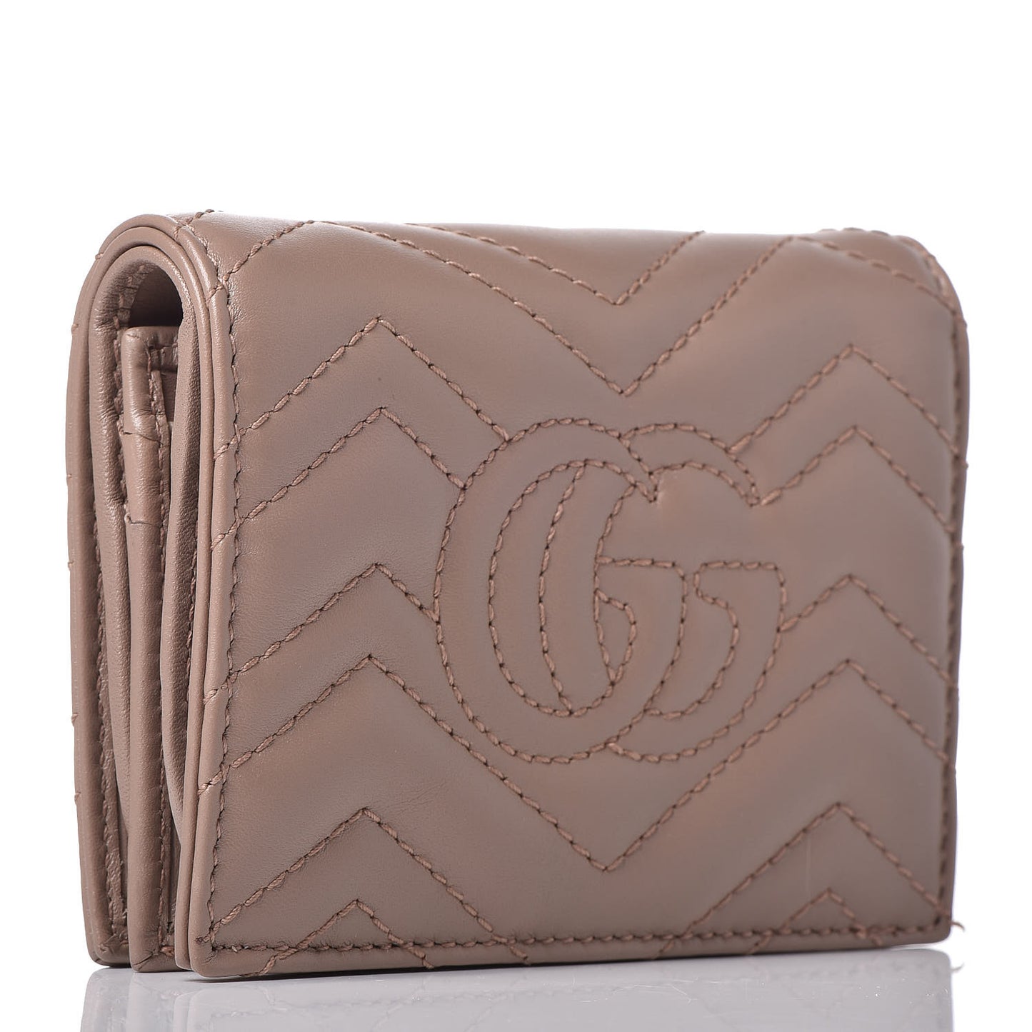 Calfskin Matelasse GG Marmont Card Case Wallet Porcelain Rose