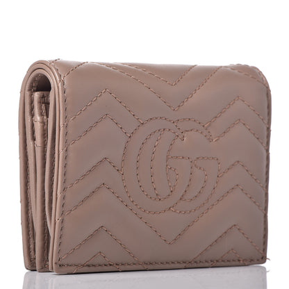 Gucci Calfskin Matelasse GG Marmont Card Case Wallet Porcelain Rose 3 of 9