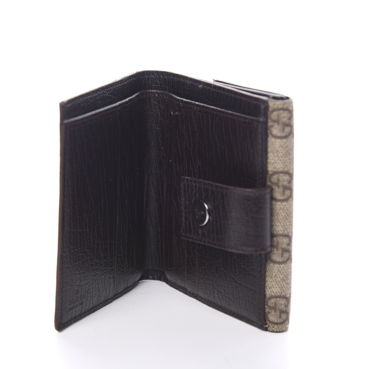 GG Plus Monogram Ladies GG Compact Flap Wallet Beige Ebony Cocoa