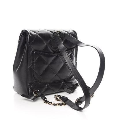 Chanel Lambskin Quilted Chain Backpack Black 3 of 17