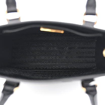 Prada Saffiano Lux Triangle Logo Embossed Small Double Handle Crossbody Tote Black 5 of 12