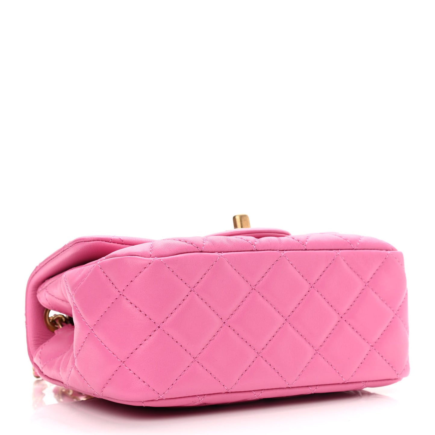 Lambskin Quilted Mini Pearl Crush Flap Pink