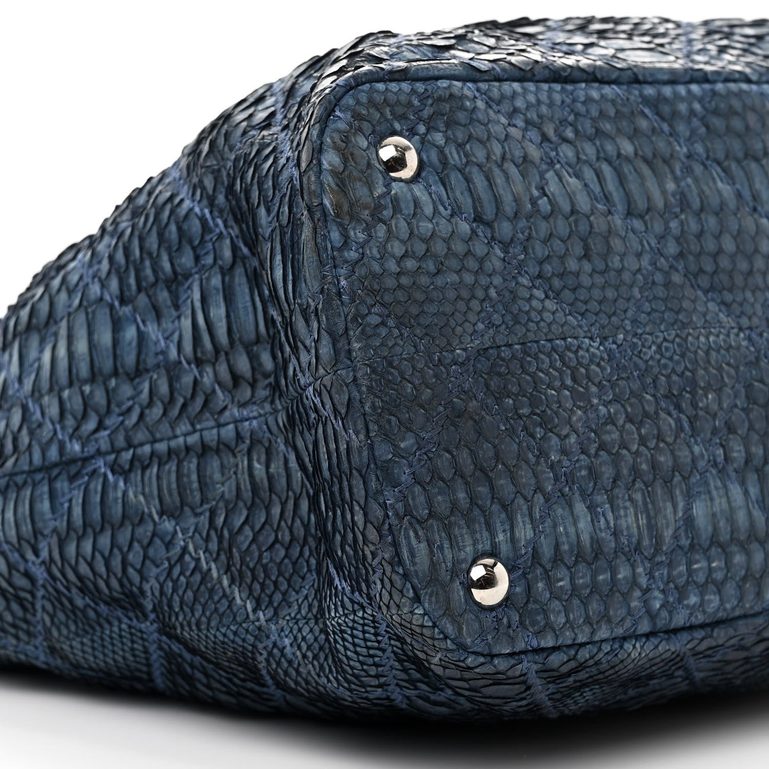Chanel Snakeskin Ultimate Stitch Shopper Tote Blue 10 of 11