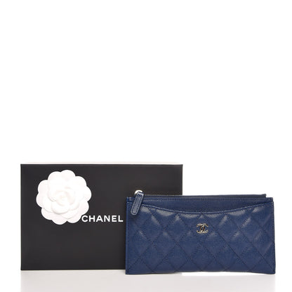 Chanel Iridescent Caviar Quilted Classic Zip Pouch Navy 8 of 8