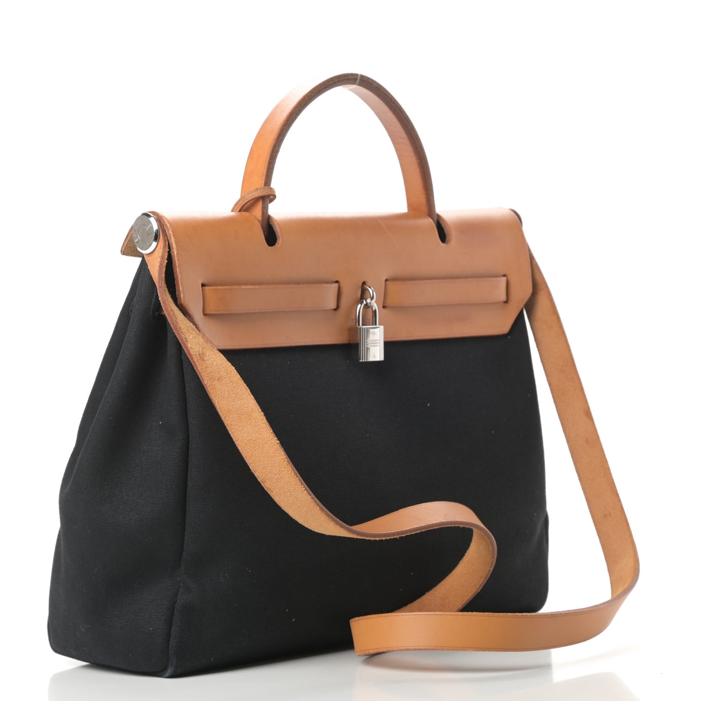 Toile Vache Calfskin Herbag PM 30 Black Natural