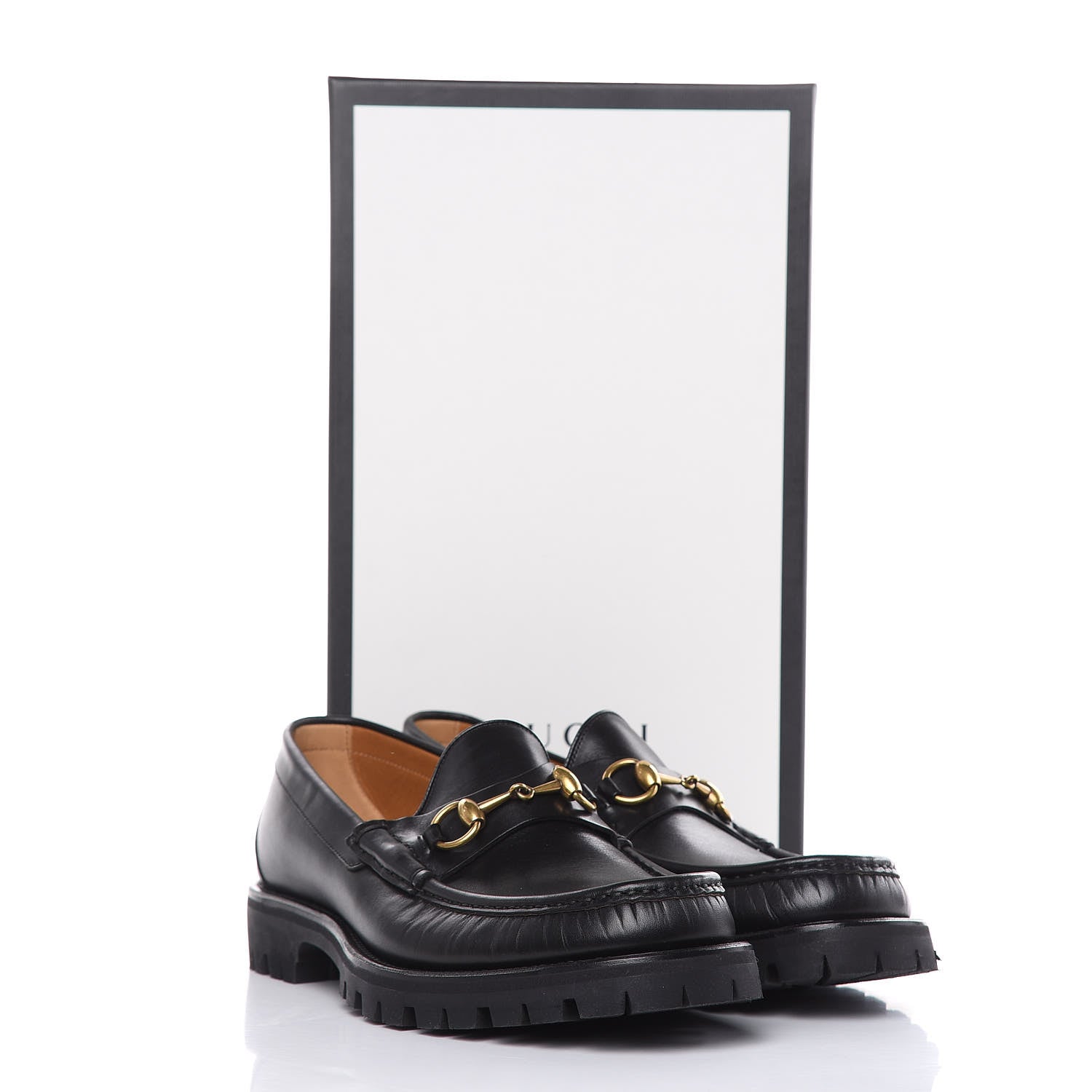 Gucci Calfskin Cirano Lux Mens Horsebit Lug Sole Loafers 7.5 Black 9 of 9