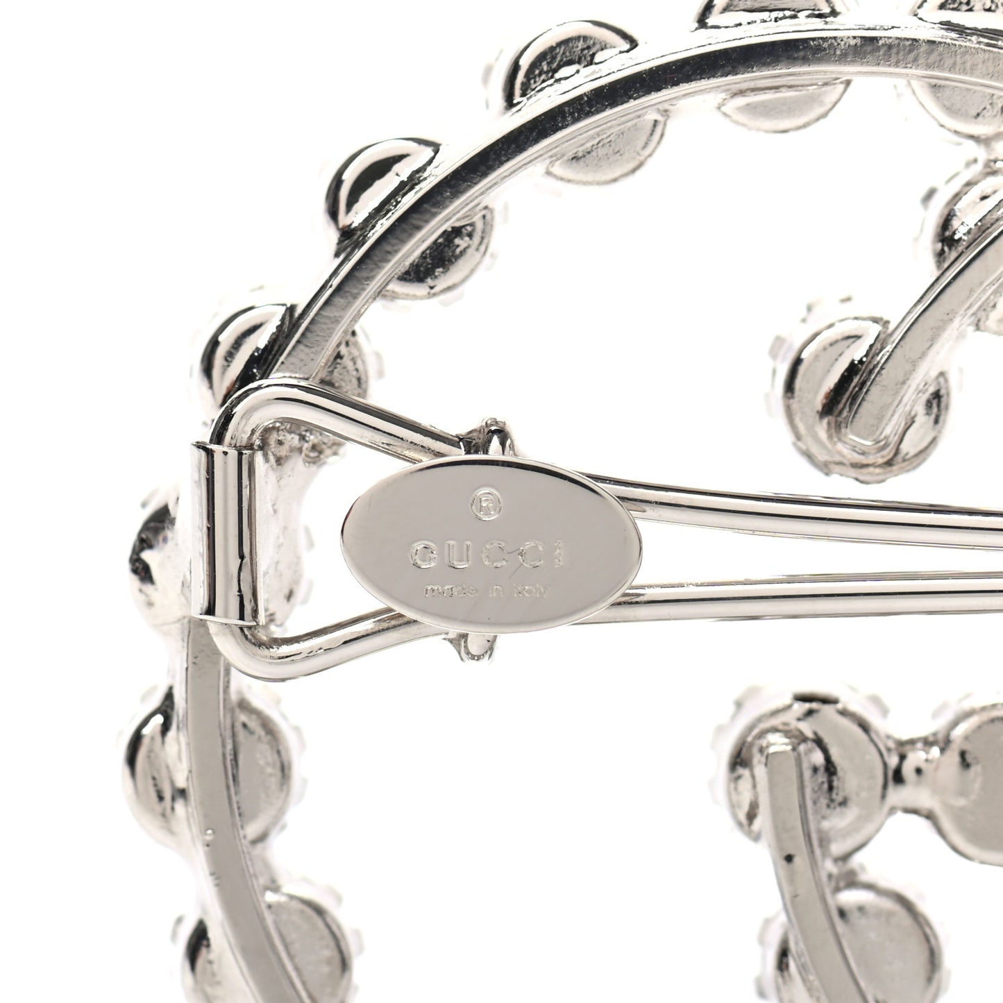 Crystal Interlocking G Hair Clip Silver