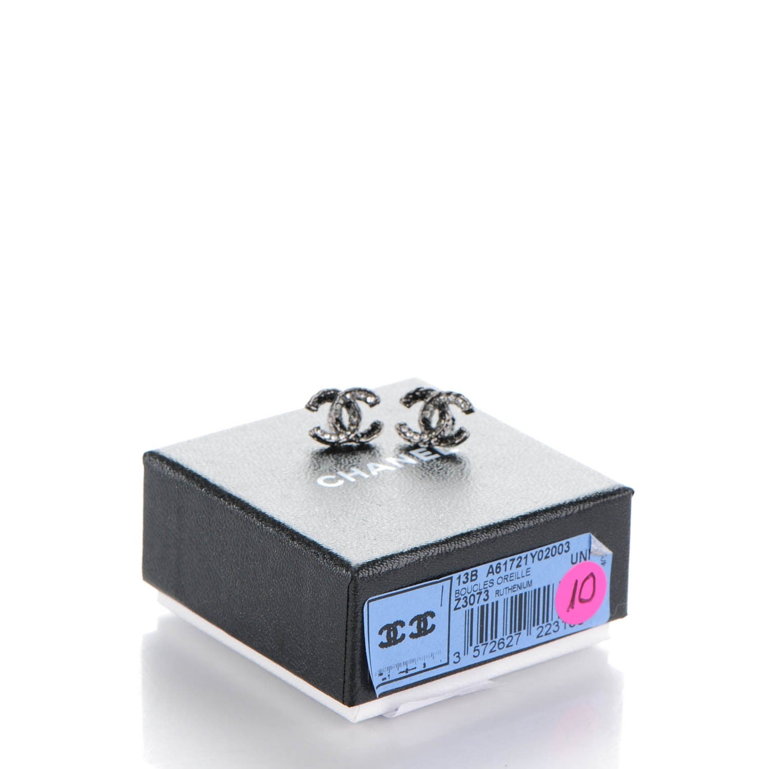 Chanel Crystal CC Earrings Ruthenium Dark Grey 5 of 5