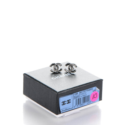 Chanel Crystal CC Earrings Ruthenium Dark Grey 5 of 5