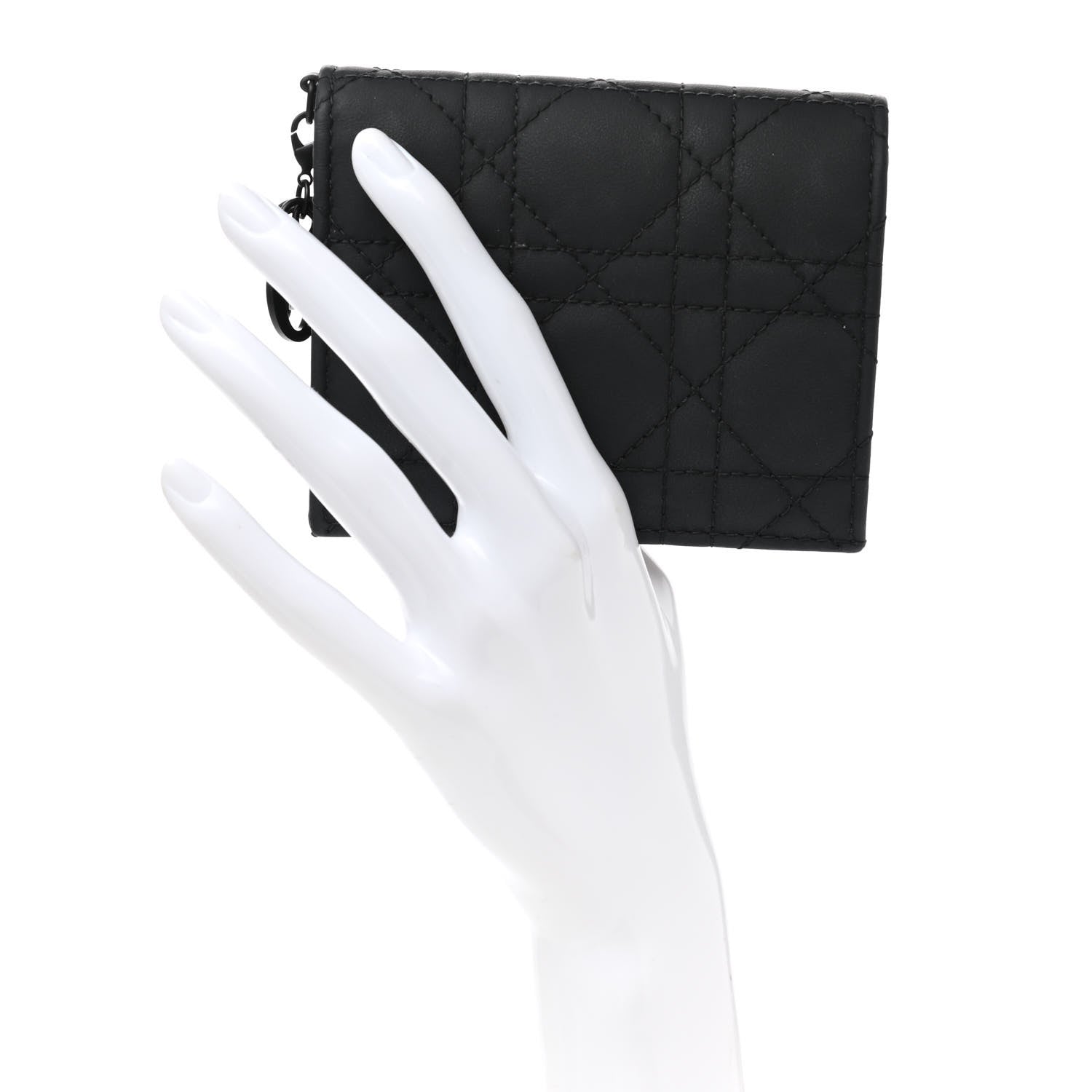 Christian Dior Ultra Matte Calfskin Mini Lady Dior Wallet Black 2 of 8