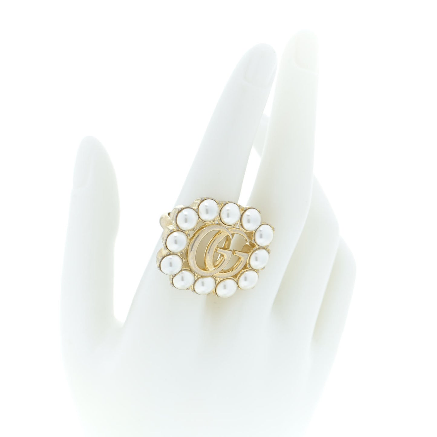 Pearl Double G Ring M Gold