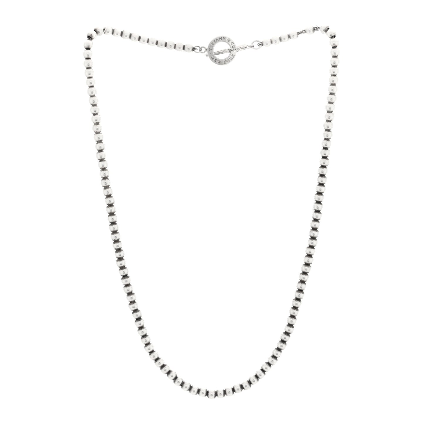 Sterling Silver 4mm Beads Toggle Necklace