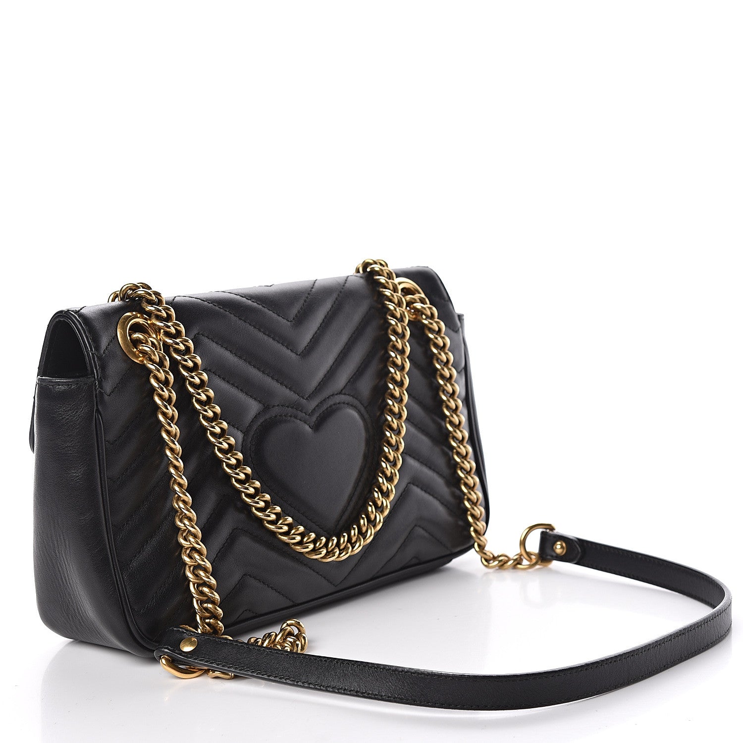 Gucci Calfskin Matelasse Small GG Marmont Shoulder Bag Black 3 of 13