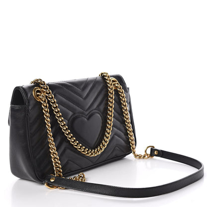 Gucci Calfskin Matelasse Small GG Marmont Shoulder Bag Black 3 of 13