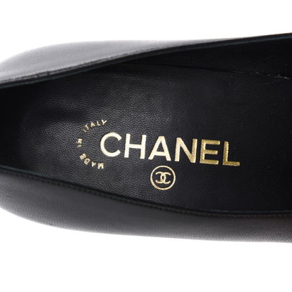 Chanel Lambskin Calfskin Patent Cap Toe CC Pumps 42 Black 8 of 11