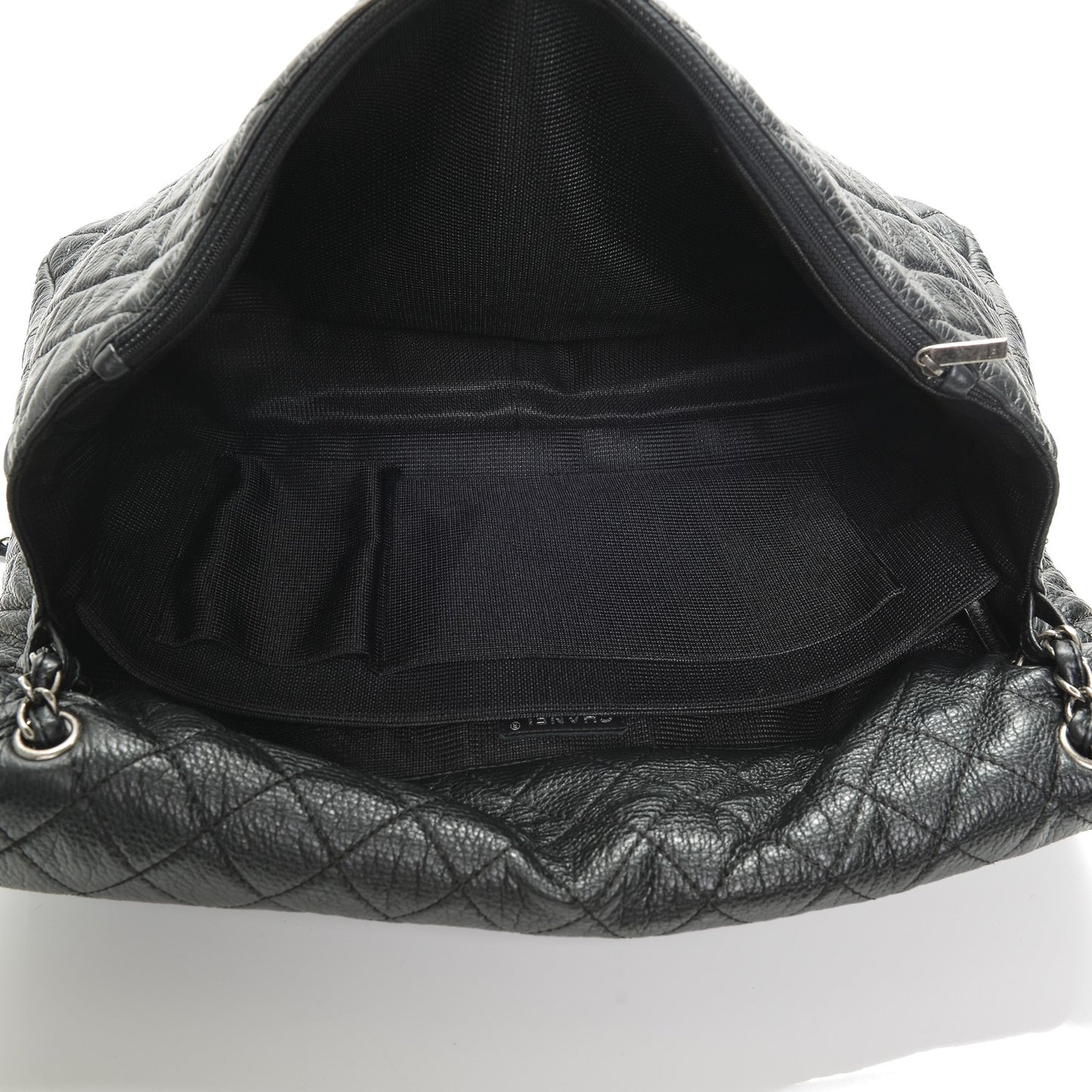 Calfskin Quilted XXL Travel Flap Bag Black