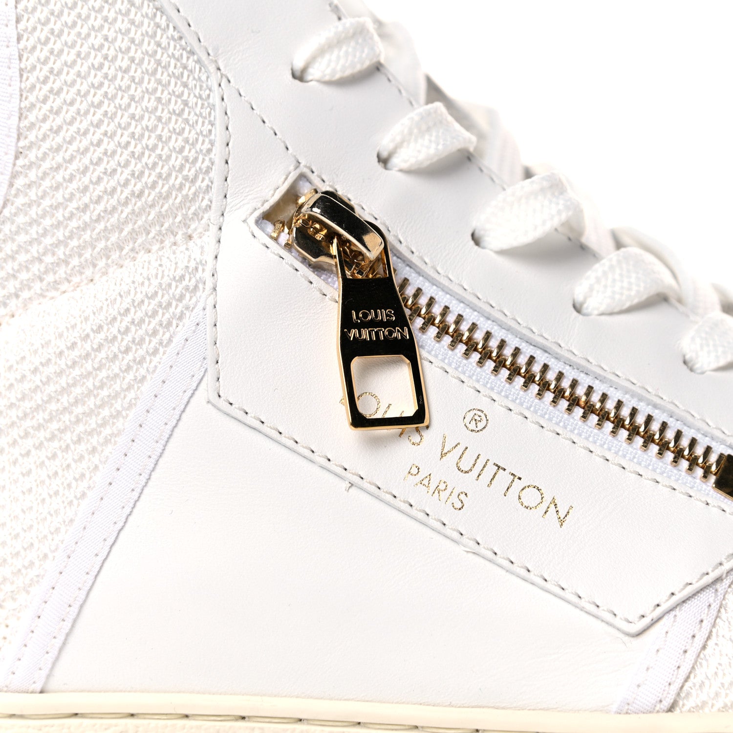 Louis Vuitton Monogram Calfskin Rivoli High Top Sneakers 7.5 White 9 of 9