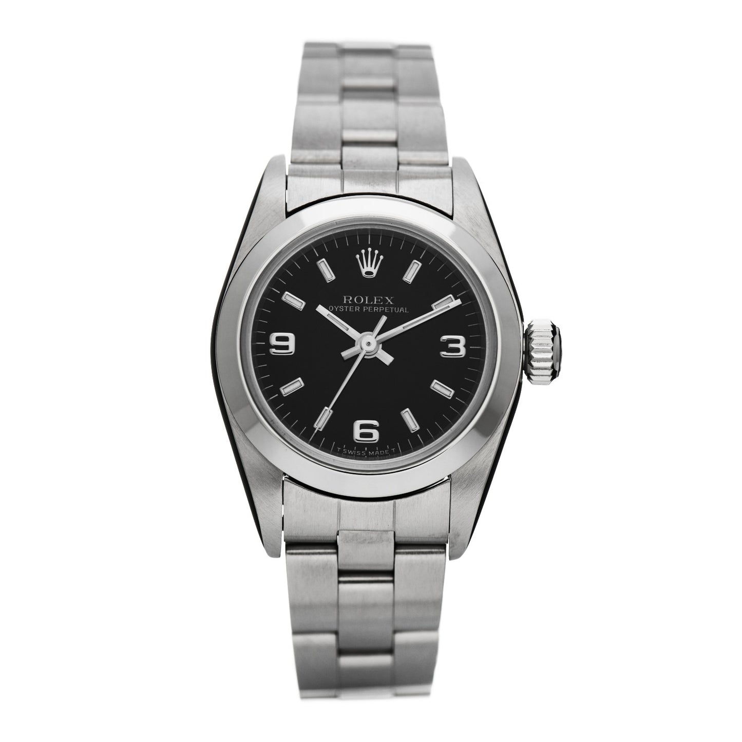 Stainless Steel 24mm Oyster Perpetual Watch Black 67180