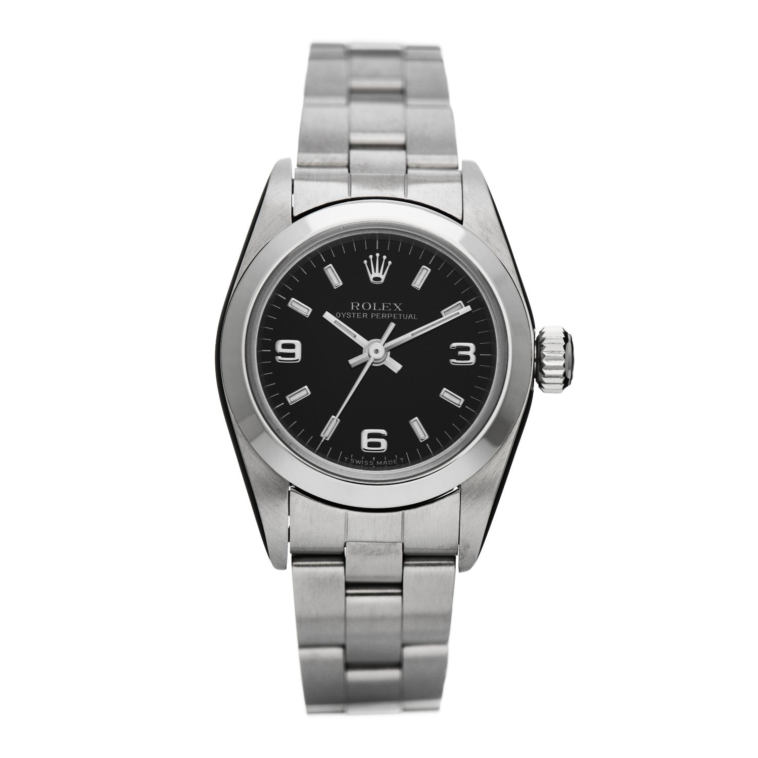 Rolex Stainless Steel 24mm Oyster Perpetual Watch Black 67180 1 of 5
