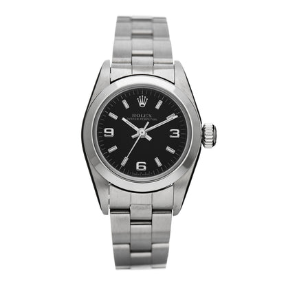 Rolex Stainless Steel 24mm Oyster Perpetual Watch Black 67180 1 of 5
