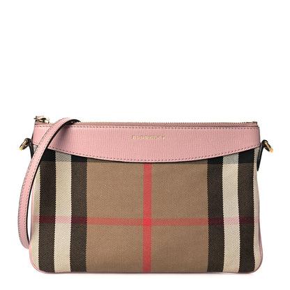 Burberry House Check Derby Peyton Crossbody Clutch Bag Pale Orchid 1 of 10
