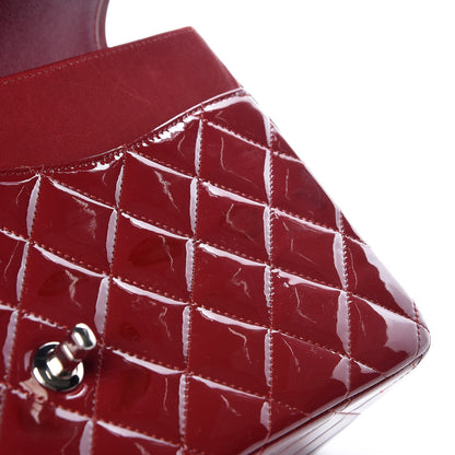 Chanel Patent Quilted Jumbo Double Flap Dark Red 14 of 15