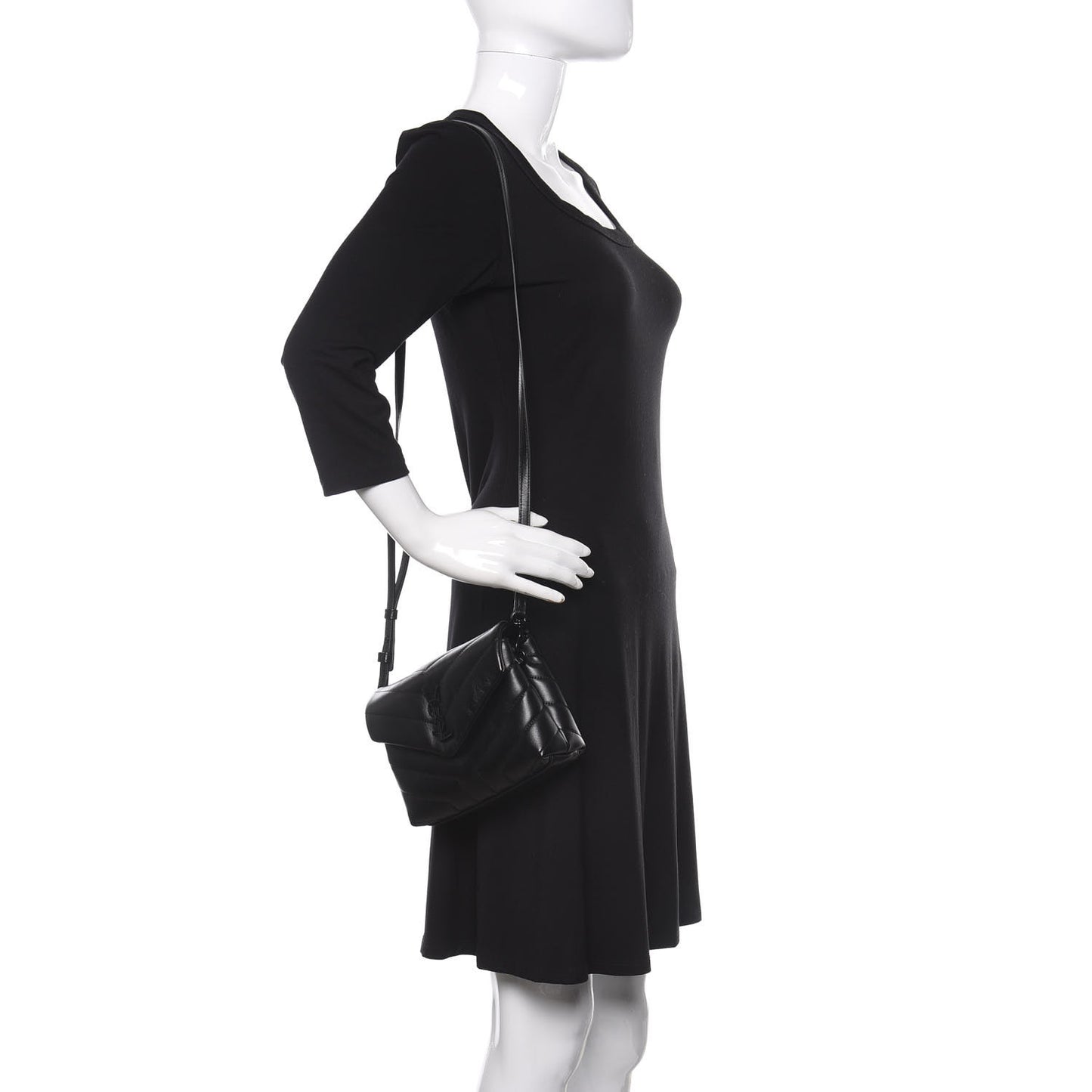 Calfskin Y Quilted Monogram Toy Loulou Crossbody Bag Black