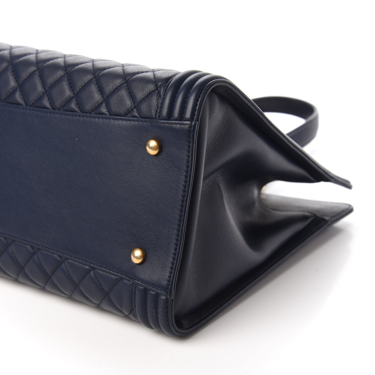 Chanel Calfskin Quilted Boy Shopping Tote Navy Blue 7 of 10