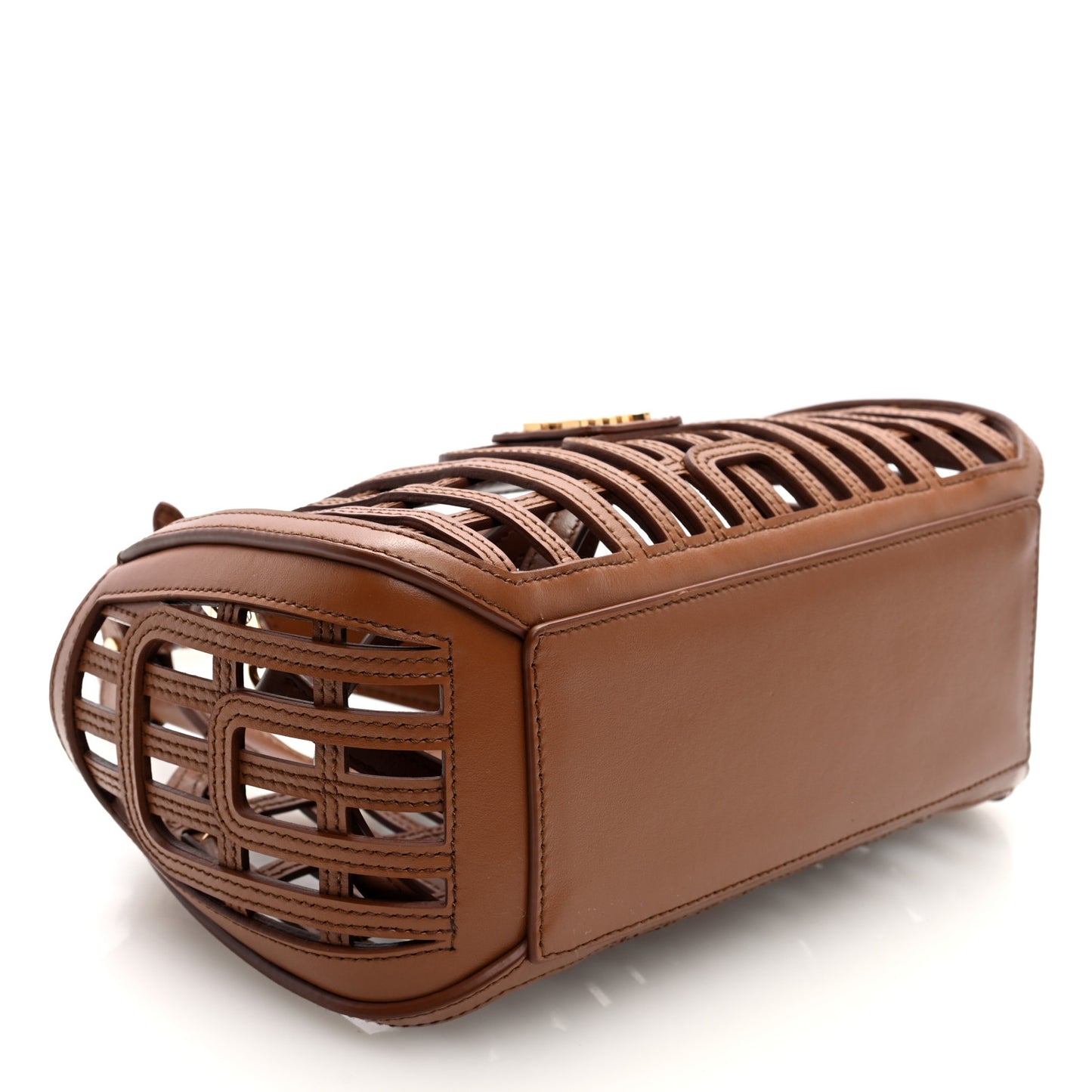Calfskin Logo Basket Bag Cognac