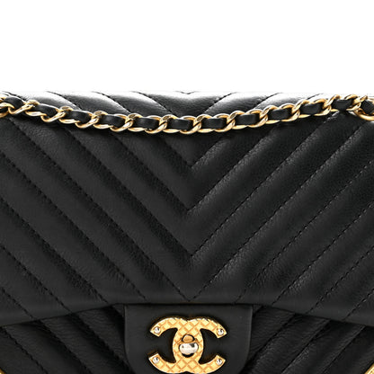 Chanel Calfskin Chevron Quilted Mini Rock The Corner Flap Black 8 of 13