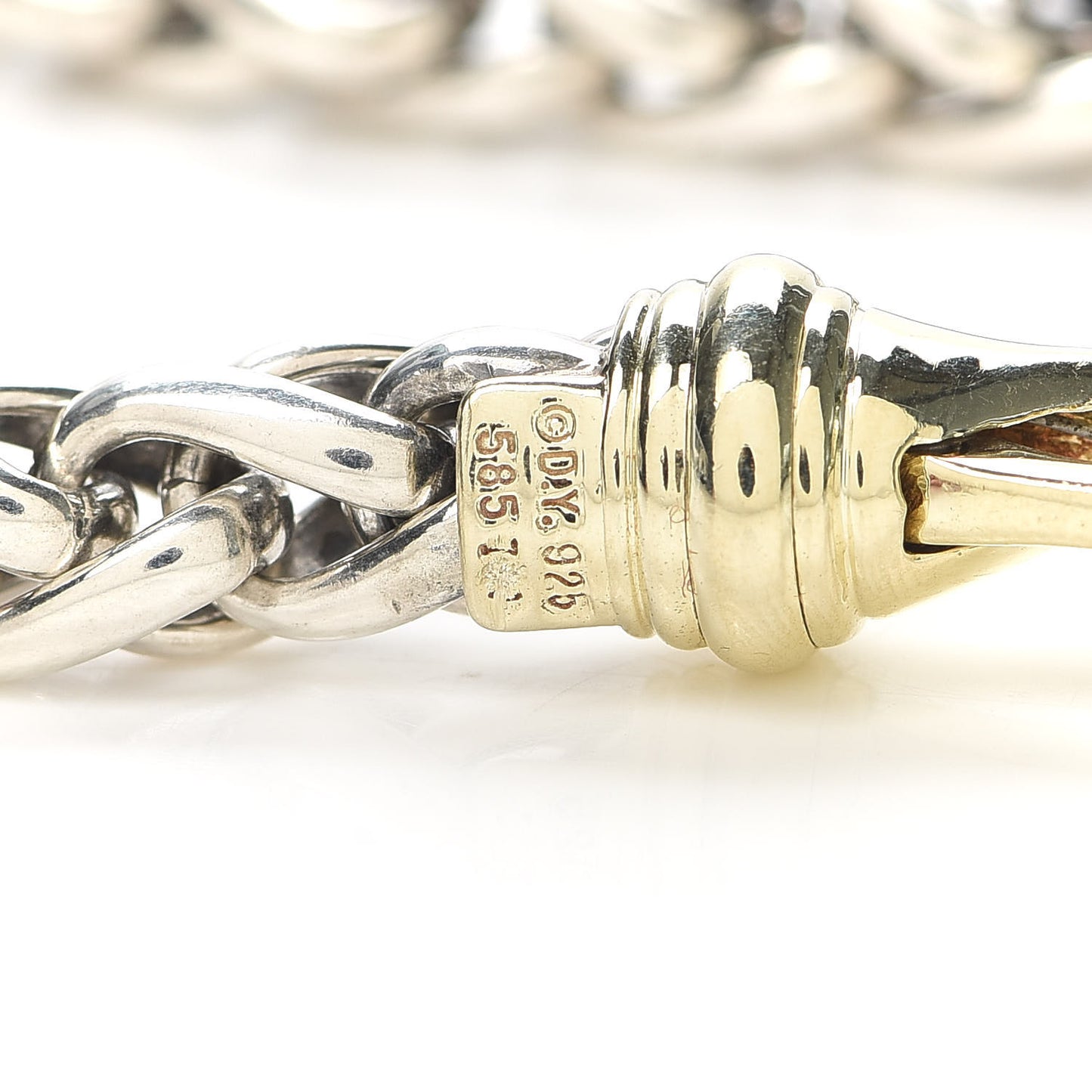 Sterling Silver 14K Yellow Gold 8mm Wheat Chain Necklace