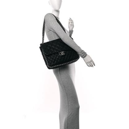 Chanel Washed Lambskin Quilted Maxi Chain Around Flap Black 2 of 10