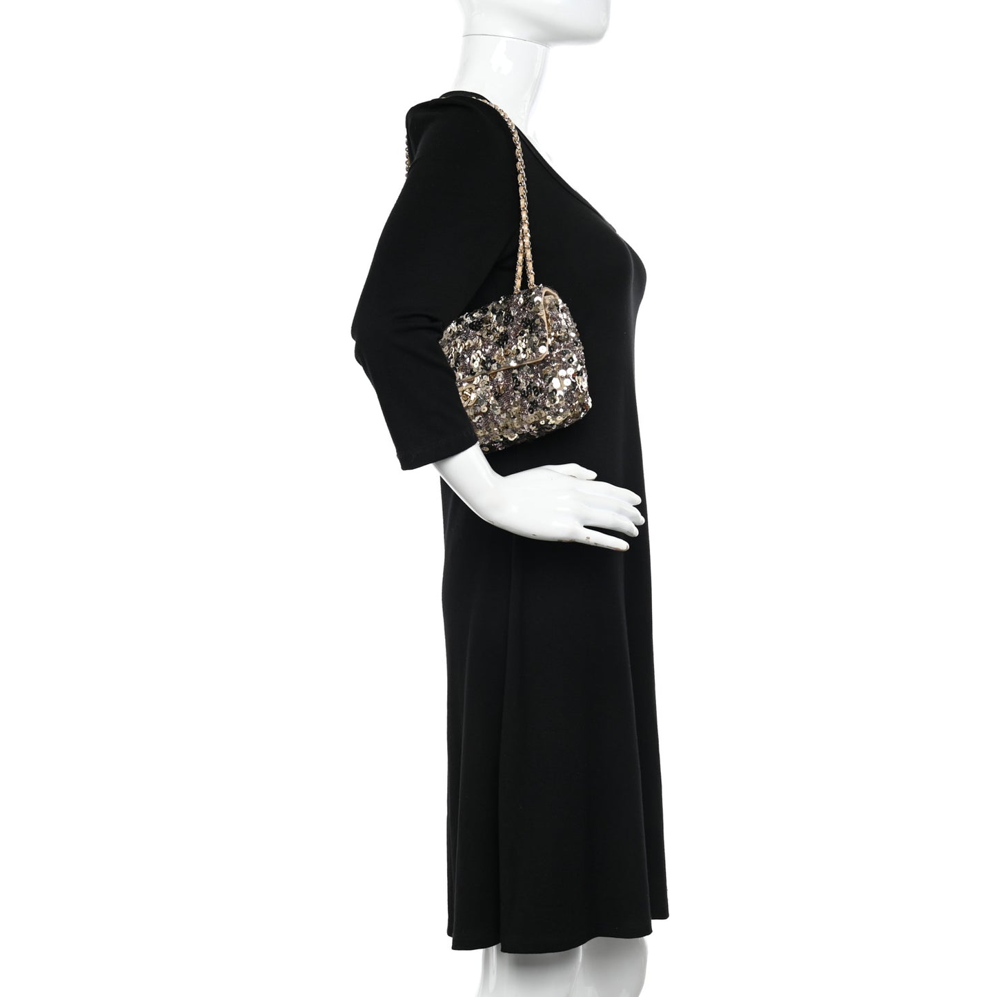 Sequin Lambskin Mini Flap Gold