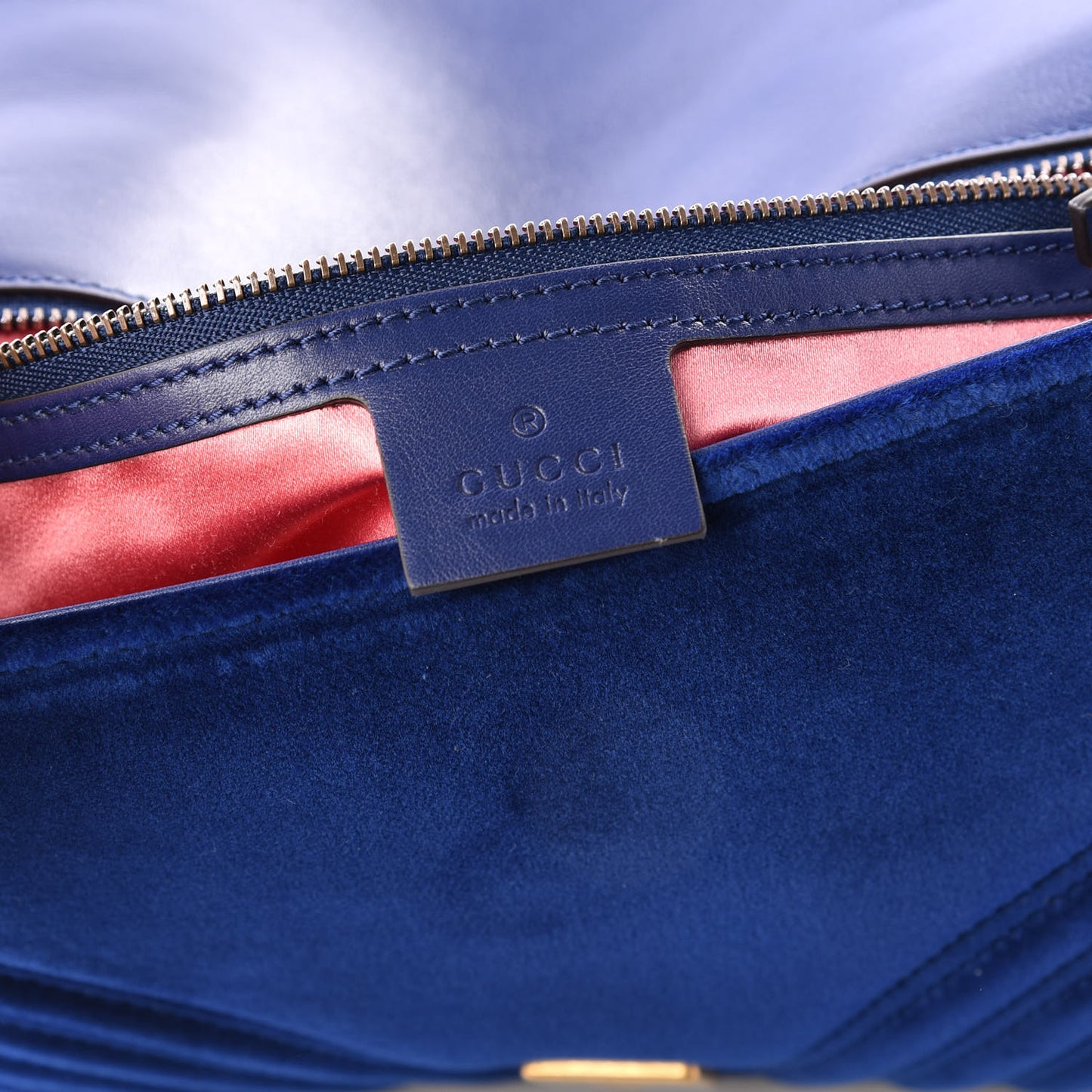 Velvet Matelasse Medium GG Marmont Shoulder Bag Cobalt Blue