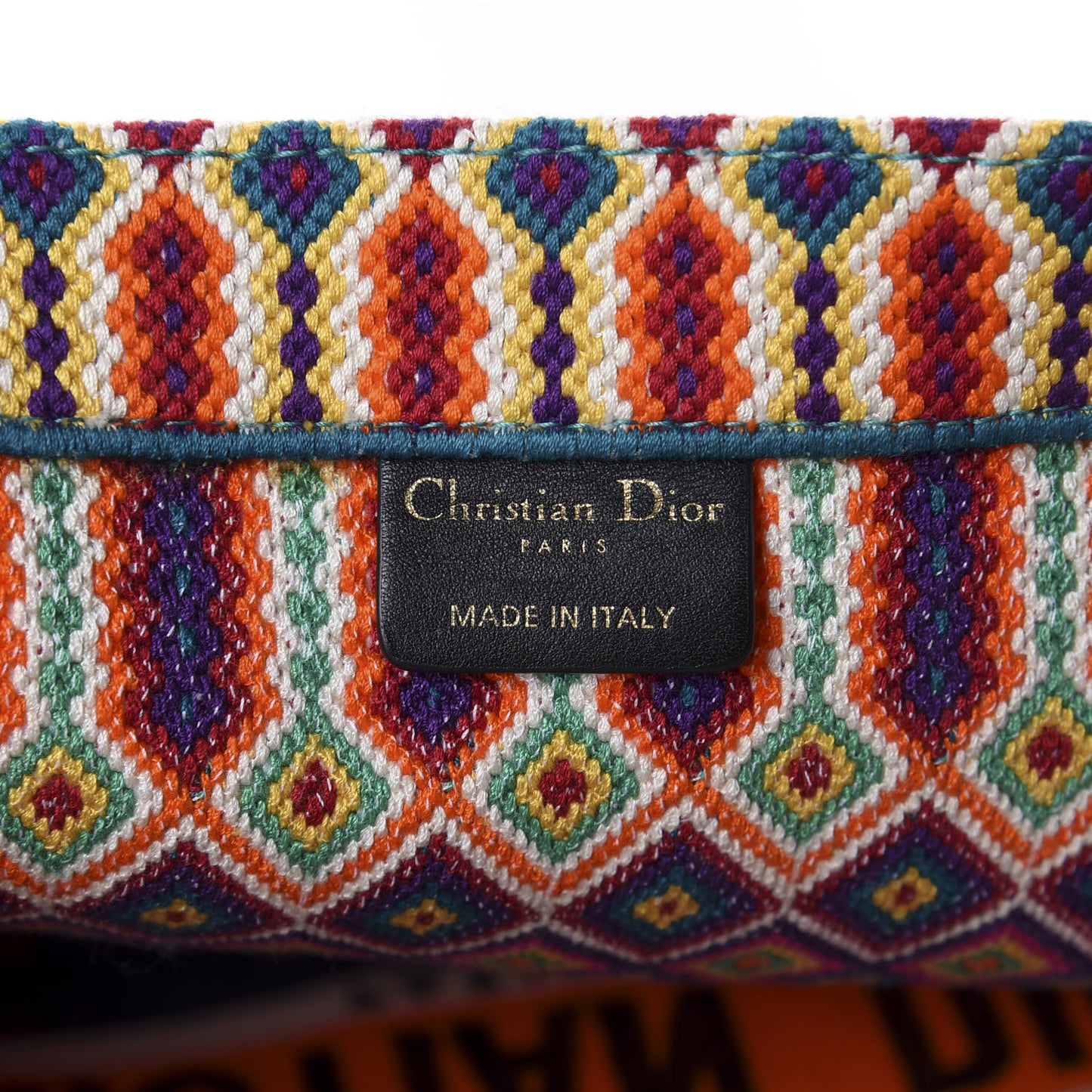 Canvas Embroidered Large Book Tote Orange Multicolor