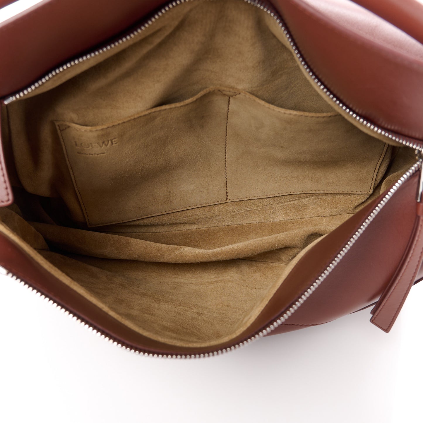 Shiny Calfskin Large Puzzle Bag Brownie