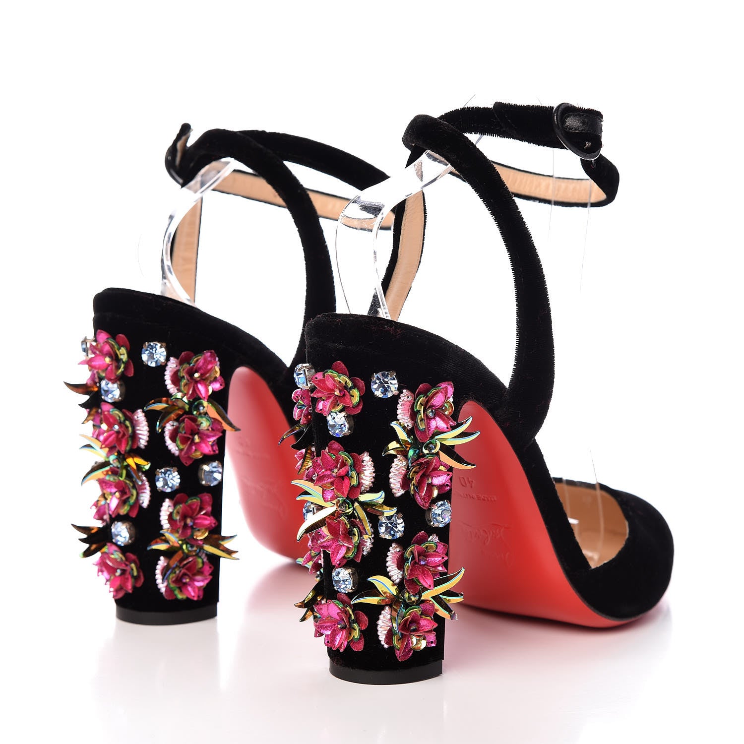Christian Louboutin Velvet Madonaflor 100 Ankle Strap Pumps 40 Black 4 of 8