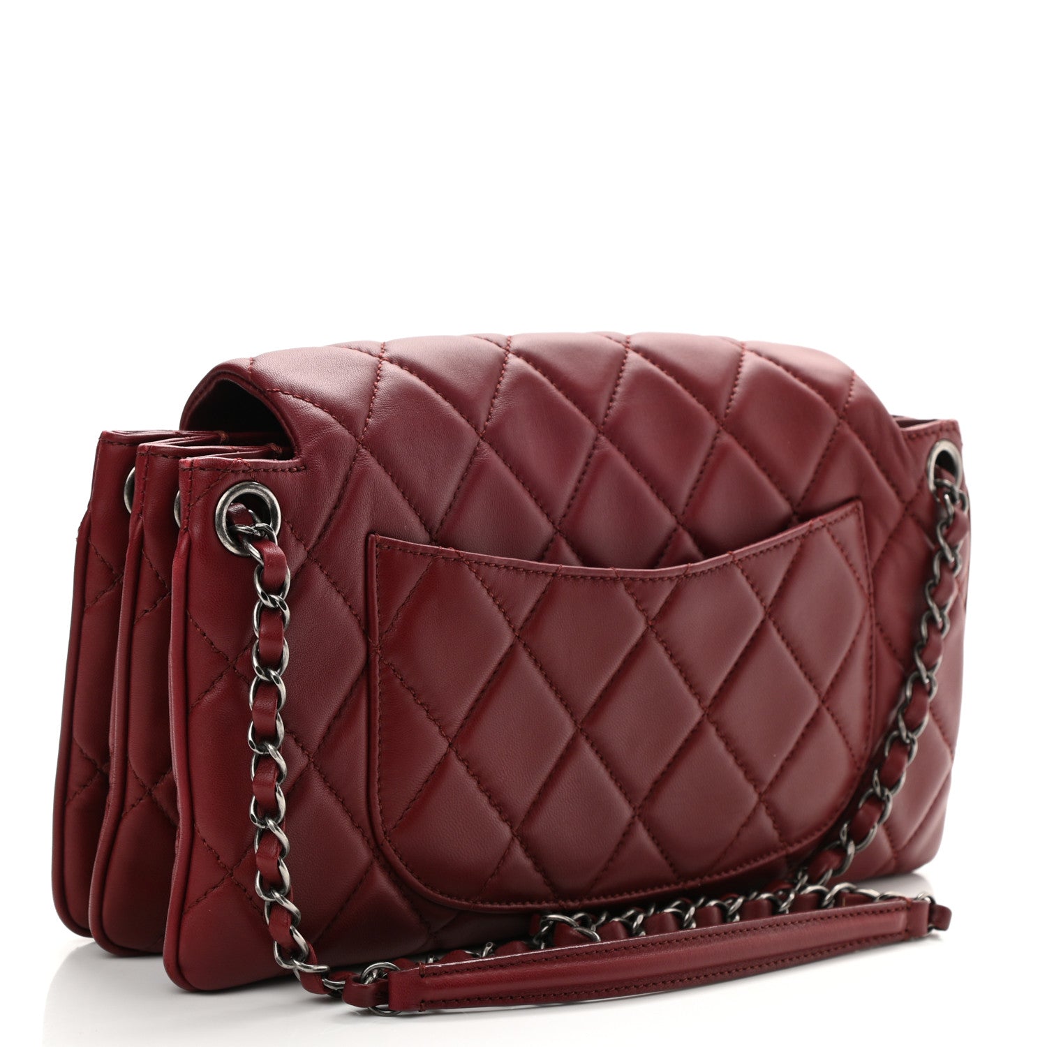 Chanel Lambskin Quilted Chanel 3 Accordion Flap Bag Red 3 of 10