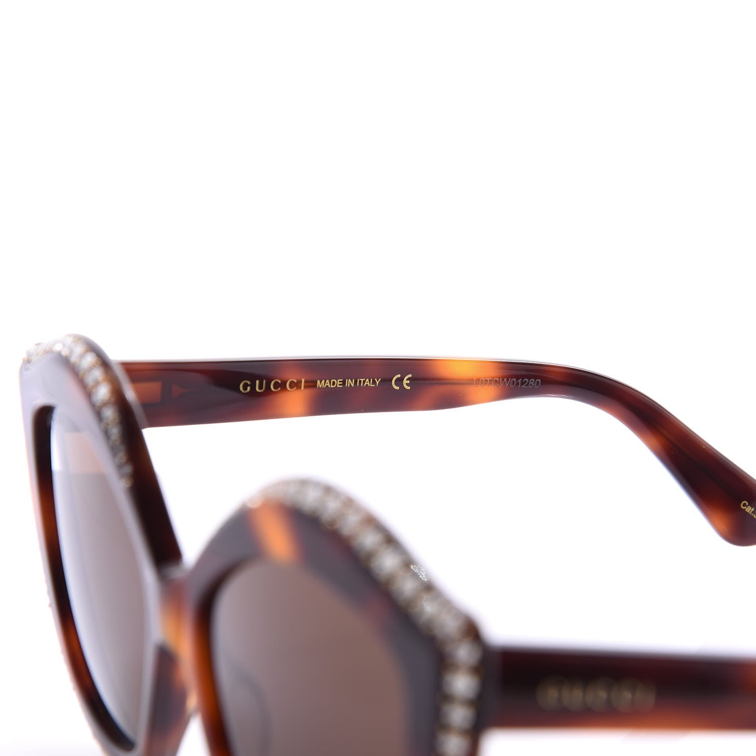 Gucci Crystal Cat Eye GG0118S Sunglasses Havana Brown 6 of 8