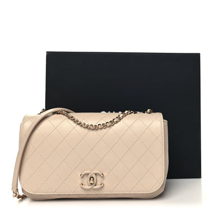 Chanel Calfskin Stitched Medium Covered CC Flap Bag Beige 11 of 11