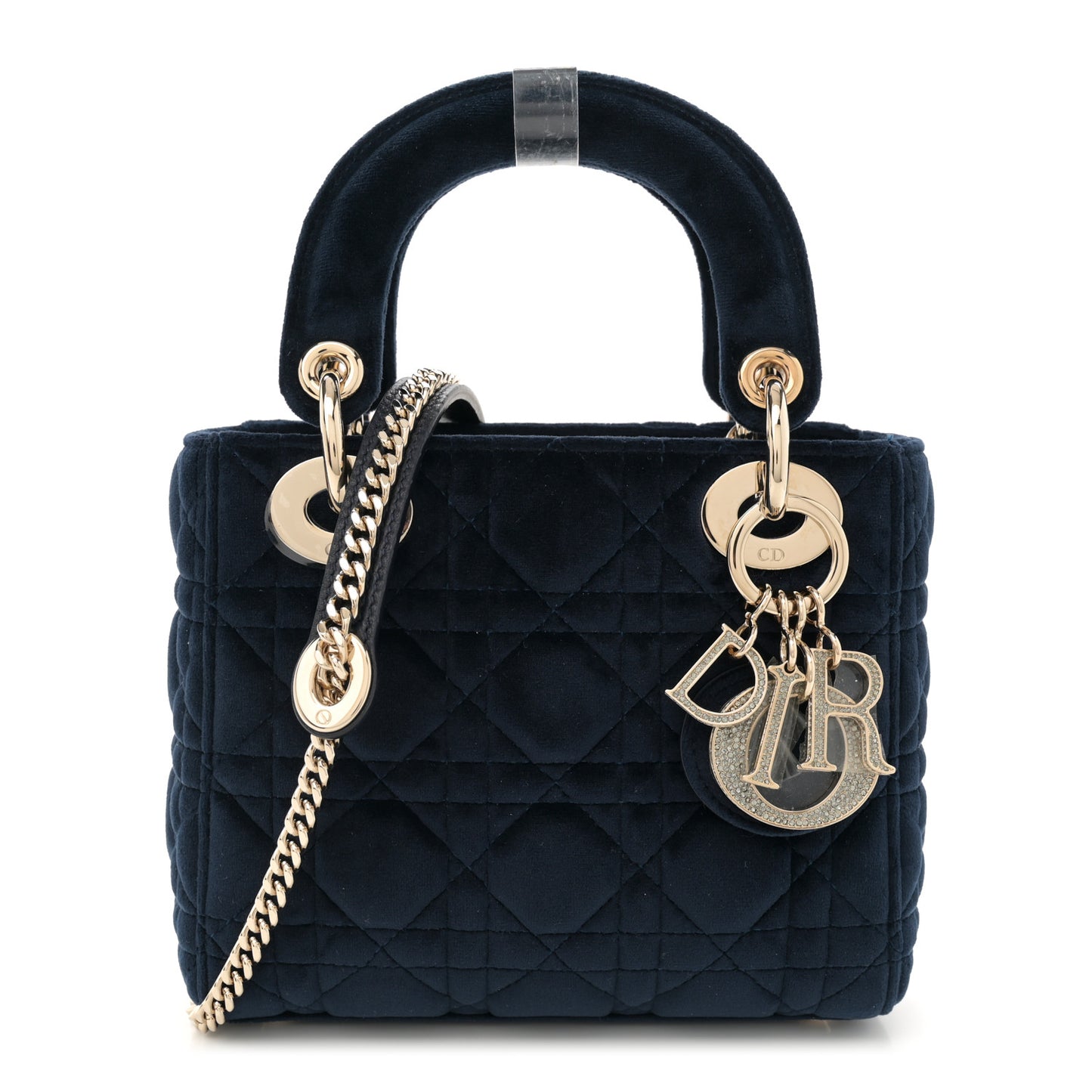 Velvet Mini Lady Dior Navy Blue
