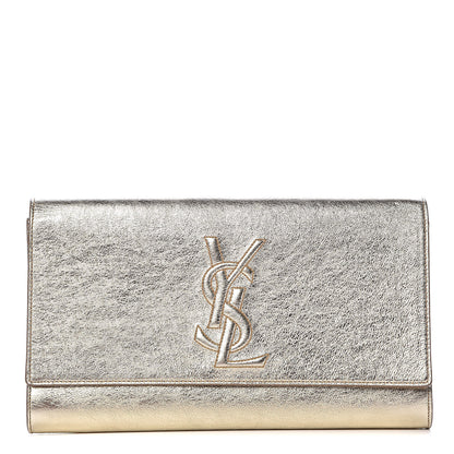 Saint Laurent Metallic Calfskin Large Belle De Jour Clutch Gold 1 of 8