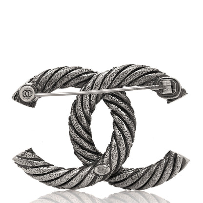 Chanel Ruthenium Twisted CC Brooch Silver 3 of 4