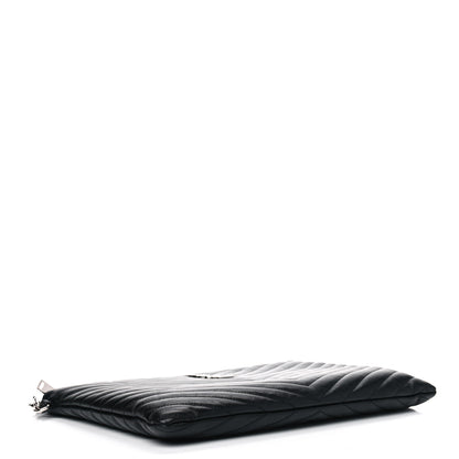 Saint Laurent Calfskin Matelasse Monogram Cassandre Tablet Pouch Black 3 of 4